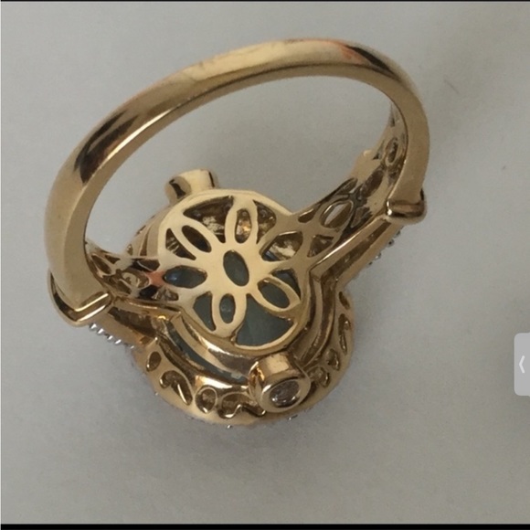 14k AQUAMARINE &DIAMOND RING - Picture 4 of 8